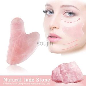 Массажер Массагер натуральный нефрит гуа Ша скребок массаж розовый Quartz Jade Guasha Stone For Face Seck Skin Lifting Horingle Cerfore Care 240409