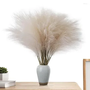 Decorative Flowers Pampas Grass Vase Tall Artificial Fake Flower Boho Decor Fluffy Reed Bouquet Dried