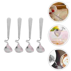 Colheres 4 PCs Mel mistura de colher de alça de curva Decoração para casa, servindo aço inoxidável prata de chá de chá gelado de chá