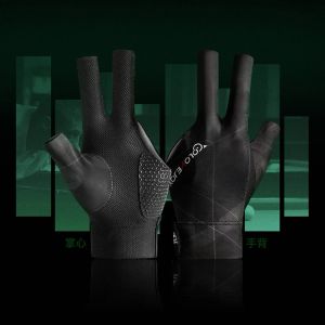 Open Finger Billiard Gloves Antiskid Polyester Snooker Billiards Gloves Adjustable Sticker Portable Lightweight Amateur Training