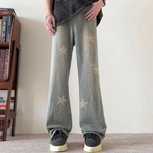 Men's Jeans Trousers Men Simple Summer 2024 Arrival Trend Ripped Streetwear Star Pattern Pantalones Vaqueros Hombre