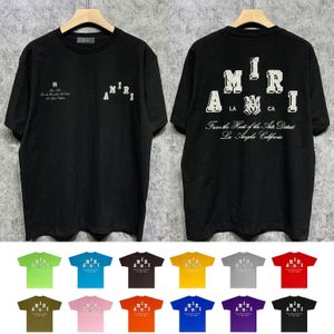 2024 여름 캐주얼 남성 티셔츠 디자이너 티 프린팅 편지 TSHIRT T 셔츠 셔츠 흰색 짧은 슬리브 코튼 티셔츠 탑 Amiryes Youth USA