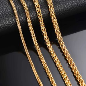 Pendant Necklaces 1 piece of gold keel chain necklace with a width of 3mm/4mm/5mm/6mm suitable for men women and stainless steel chain necklaceQ