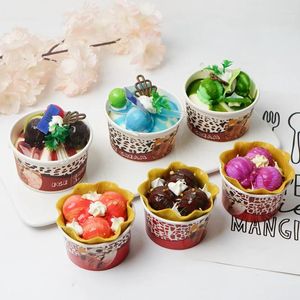 Decorative Flowers Festive Party Supplies Artificial Decorations Foods Figurines Pu Craft Simulation Ice Cream Model Fridge Magnets 6 Pc/set