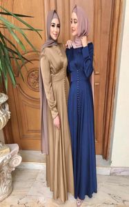 ABAYA DUBAI TURQUIO DE CETINA Vestido muçulmano de cetim Islam abayas Mulheres vestidos vetementos longos femme Musulman de Mode F26391942153