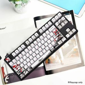 Аксессуары 110 клавиш PBT Keycap Diseublimation Plum Blosm Blossom Profile Profile Cap Cap DIY Механическая клавишная клавиша набор японцев