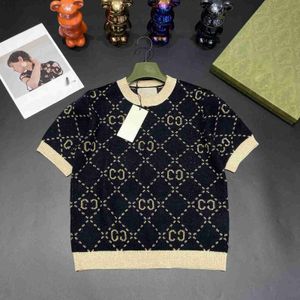 Designer Women's Sweaters Spring/Summer New Double G Letter New Women's Wool with Super Soft Japanese Gold Thread Short Knitted tops