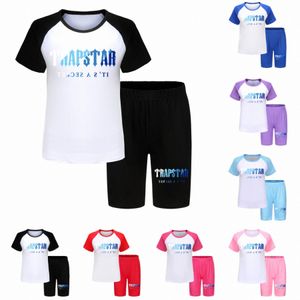 Baby Kinder Kleidung Trapstar setzt Jungen Trainingsanzüge Mädchen Kinder Kleidung Anzüge Jugend Kleinkind Kurzarm T -Shirts Shorts Hosen Säuglinge Tops Brief Outf B3CD#