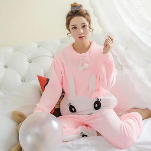 Home Clothing JINUO Super Soft Female Pajamas Girl Winter Flannel Warm Cartoon Smile Cute Clothes Woman Pyjamas Suit