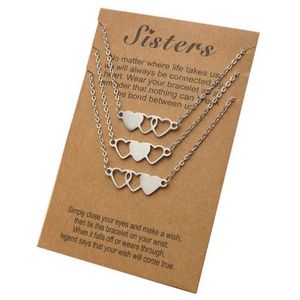 Pendant Necklaces 3-piece heart shaped short necklace Stainless steel best friend necklace for 3 sisters and 3 friendsQ