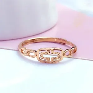 Anéis de cluster em ouro 14k Gold Rose 585 Purple simples clássico clássico quadrado geométrico para mulheres Banquetes Jóias Presente