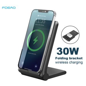 Chargers FDGAO 30W Wireless Charger Stand para iPhone 14 13 12 11 Pro xs max xr x 8 Samsung S22 S21 carregador de telefone de carregamento rápido