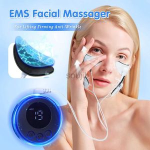 Массажер для лица массажер для лица EMS Mascial Massager Lifting Microcurrent V-Face с двойным удалением подбородка для подъема кожи подтягивание кожи Anti-Wrinkle 240409