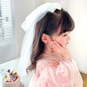 Hair Accessories Girl's Fairy Bow Princess Headdress Sweet Cute Back Spoon White Mesh Clip Card Performance Headwear