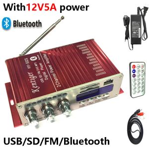 Radio Kentiger HY502S med 12V5A Power Adapter 40W Mini Bluetooth -förstärkare + AV -kabel + fjärrkontroll USB/SD -kortspelare FM Radio
