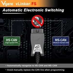 VGATE VLINKER FS ELM327 для Ford FORSCAN HS MS CAN ELM 327 OBD 2 OBD2 CAR DIASTIC DIASTIC TOULS
