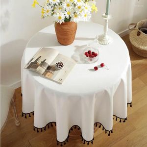 Table Cloth Solid Cotton Linen Tassel Round Tablecloth 150cm Cloths Cover Towel Home Wedding Decor Maps