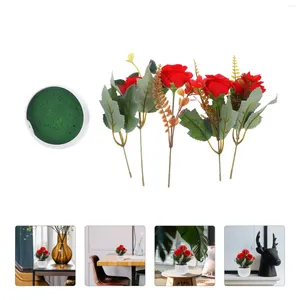 Flores decorativas rosa artificial emulou plantas em vaso falsa decoração falsa decoração plástica