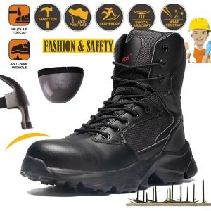 Сапоги All Season Men's High State Work Work Boots Antisming Share Toe Hat Boots Неразрушимая рабочая обувь