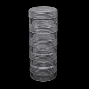 5 -warstwowe cylindryczne pojemniki na koraliki plastikowe okrągłe przezroczyste organizator magazynowania