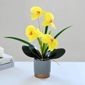 Dekorativa blommor Fake Flower 3D Printing Film Feel Feel 4-Flower Phalaenopsis Large Bonsai Artificial Indoor Creative