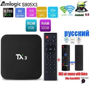 Box Tanix TX3 S905X3 Amlogic Android 9.0 TV BOX H.265 8K HDR 2.4G/5GHz Dual Wifi BT 4.2 Smart Boxes Media Player Set