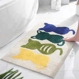 Bath Mats Cute Bathroom Mat Non-Slip Rug Flocking Ultrafine Fiber Doormat Soft Absorbent Floor Carpet Entrance Door