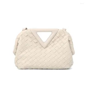 Shoulder Bags 2024 Women Hard Handle Clutches With Long Belt Brand Designer Luxury Woven Soft Messenger High-Capacity