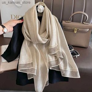 Eşarplar 2023 Yeni Kadınlar Kırp Kış Sıcak Sıcak Sıcak İpek Yün Şalları Lady Sarar Bufanda Çiçek Pashmina Lüks Nakış Uyarma Scarves240409en2u