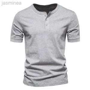 Camisas casuais masculinas Henley Collar Cirtle Men Henley Men casual Manga curta de cor sólida Casual mass respiráveis camisetas de moda de moda para homem 2449