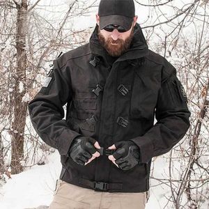 Men's Jackets Mens military tactical jacket outdoor mountain wear-resistant windproof jacket mens multi pocket shoulder strap bracket collar jacketL2404