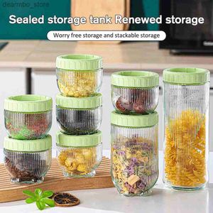 Food Jars Canisters 3/6pcs Sealed Storae Pots Cat Claw Dry oods Beans rains Sealed Jar Stacked With Portable Packain Cans Kitchen Food Storae L49