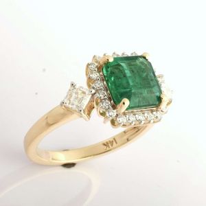 Feiner Goldschmuck goldener Ring mit natürlicher handgeschnittener Emerald Edone Schmuck Design 14k Gelbgoldener Ring