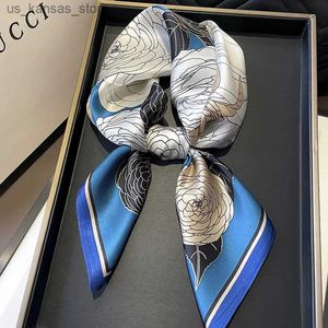 Eşarplar 2023 Sıcak % Gerçek İpek Saten Kadın Eşarp Çiçek Baskısı Foulard Femme Square Kafa Eşarpları Bandana Şal Hediyesi Scarves240409