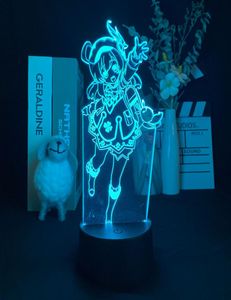 Genshin Impact Night Light LEDプラグイン3DデスクランプKleeフィギュアUSBナイトライトカラーチャンホームデコレーションアニメキッズフレンズギフト6672892