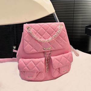 20 cm Frauen Flap Designer Rucksack Lambskin/Kaviar Leder Matelasse Verstellbare Kette Waschtisch Hülle Handtasche Luxuskartenhalter Mini Coin Tasche Street Casual Bag