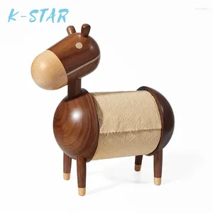 Hooks K-Star Wooden Art Wood Donkey Creative Home Gift Solid Desktop Tissue Holder Pokój domowy Kuchnia Kuchnia 2024