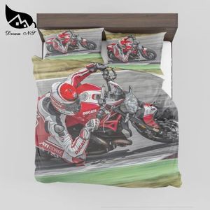 Set di biancheria da letto sogno ns ad alta definizione set 3d set digitale stampa motociclistica coperta di corse da corsa per casa personalizzata tessi da letto king letto