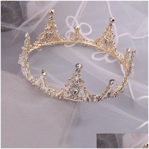 Hair Clips Barrettes Baroque Gold Plated Crown Bridal Crystal Tiara Princess Drop Delivery Jewelry Hairjewelry Dhysp