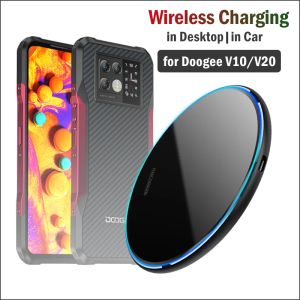 Chargers 10W Fast Qi Wireless Charging för DOOGEE V10 V20 5G Rugged Phone Wireless Charger Car Charging Stand för DooGee V20 Holder