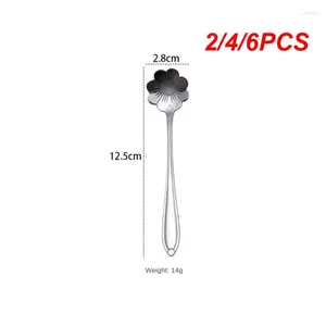 Coffee Scoops 2/4/6PCS Mixing Spoon Stainless Steel Gold-plated Flower Cherry Blossom Rose Style