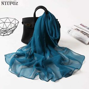 Shawls Womens Foulard gradient solid color chiffon George scarf bandage elegant long sleeved headscarf summer sun protectionL2404