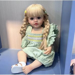 55cm Reborn Dolls Full Body Silicone Vinyl Doll Beauty Long Hair Girl Lifelike Bewborn Baby Betty Princess Bebe 240409