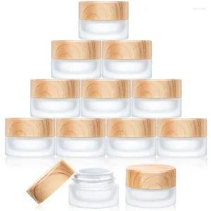 Storage Bottles 10 Pcs Glass Cosmetic Containers Empty Sample Jars With Wood Leakproof Lids Makeup Lotion Cream