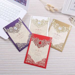 10pcs White Gold Gold Red Luxury Flora Laser Cut Invitations Cartão de casamento Elegant Wedding Event Party Wedding Decoration