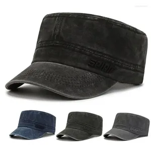 Шляпа Berets Men Maring Retro Do Old Wash Jeans Big Head Bib Flat Top Outdoor Casual Tip-In Trend Trend European и N Style