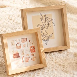 Frame 1pcs Pastorale giapponese Piccola famiglia PO come ornamenti fotografici montati su framewall Square10x10 13x13 15x15cm