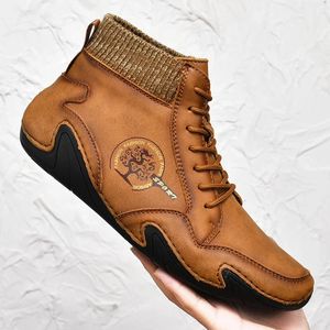 Leder 411 Casual Schuhe Sneakers Männer High Top Western Knöchel Wasserdichtem Winter mit Pelz Super warmem Schneestiefeln 240407 652