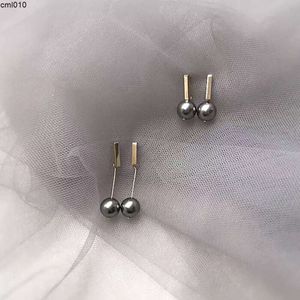 Shi Jia Austrian Temperamament Dark Gray Black Pearl Pearlings Gold Miltated Silver Pin Earrings Clip