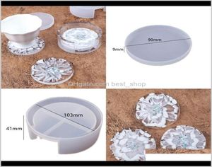 DIY EPOXY HESIN Sile Mögelar Transparent Circular Crystal Storage Box Drop Glue Round Coaster Craft Tools Mögel Värmebeständig 9 5RH7719337